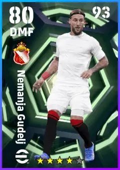 Nemanja Gudelj eFootball 2026 player card — 80 OVR DMF