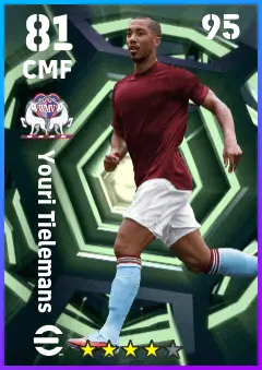 Youri Tielemans eFootball 2026 player card — 81 OVR CMF