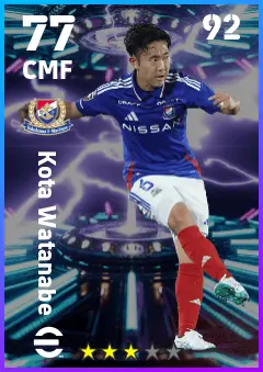 Kota Watanabe eFootball 2026 player card — 77 OVR CMF
