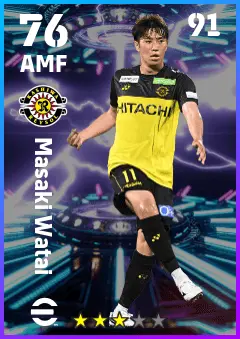 Masaki Watai eFootball 2026 player card — 76 OVR AMF