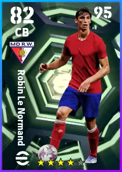 Robin Le Normand eFootball 2026 player card — 82 OVR CB