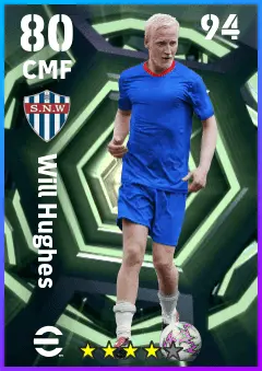 Will Hughes eFootball 2026 player card — 80 OVR CMF