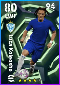 Luca Koleosho eFootball 2026 player card — 80 OVR LWF
