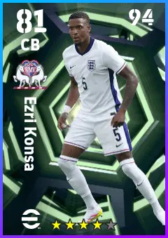 Ezri Konsa eFootball 2026 player card — 81 OVR CB
