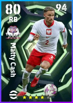 Matty Cash eFootball 2026 player card — 80 OVR RB