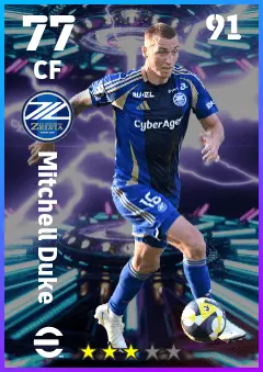 Mitchell Duke eFootball 2026 player card — 77 OVR CF