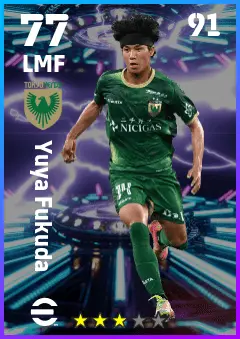 Yuya Fukuda eFootball 2026 player card — 77 OVR LMF