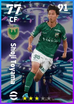 Shoji Toyama eFootball 2026 player card — 77 OVR CF
