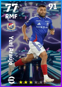 Yuri Araujo eFootball 2026 player card — 77 OVR RMF