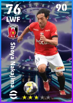 Shoya Nakajima eFootball 2026 player card — 76 OVR LWF