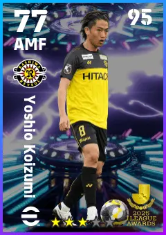 Yoshio Koizumi eFootball 2026 player card — 77 OVR AMF