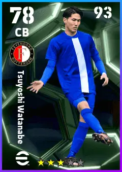 Tsuyoshi Watanabe eFootball 2026 player card — 78 OVR CB