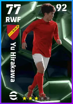 Yu Hirakawa eFootball 2026 player card — 77 OVR RWF