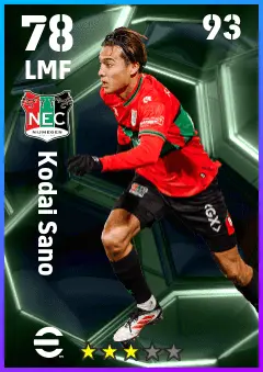 Kodai Sano eFootball 2026 player card — 78 OVR LMF