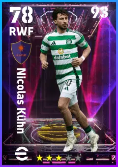 Nicolas Kuhn eFootball 2026 player card — 78 OVR RWF