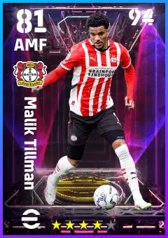 Malik Tillman eFootball 2026 player card — 81 OVR AMF