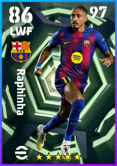 Raphinha eFootball 2026 player card — 86 OVR LWF