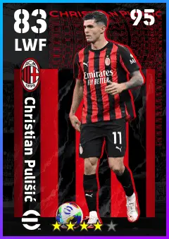 Christian Pulisic eFootball 2026 player card — 83 OVR LWF