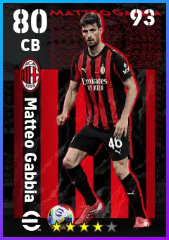 Matteo Gabbia eFootball 2026 player card — 80 OVR CB