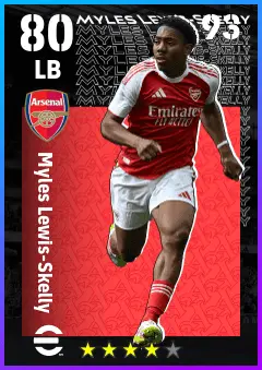 Myles Lewis-Skelly eFootball 2026 player card — 80 OVR LB