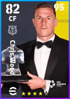 Chris Wood eFootball 2026 player card — 82 OVR CF