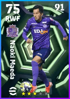 Naoki Maeda eFootball 2026 player card — 75 OVR RWF