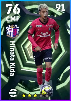 Hinata Kida eFootball 2026 player card — 76 OVR CMF