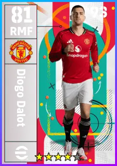 Diogo Dalot eFootball 2026 player card — 81 OVR RMF