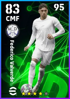 Federico Valverde eFootball 2026 player card — 83 OVR CMF