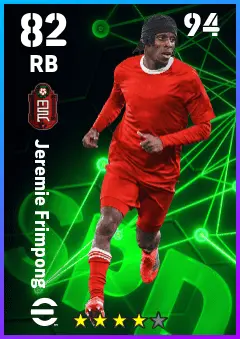 Jeremie Frimpong eFootball 2026 player card — 82 OVR RB