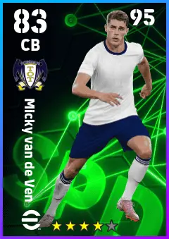 Micky van de Ven eFootball 2026 player card — 83 OVR CB