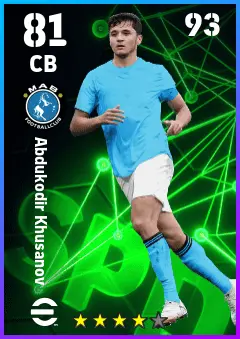 Abdukodir Khusanov eFootball 2026 player card — 81 OVR CB