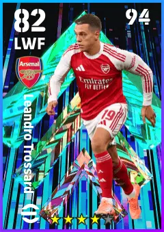 Leandro Trossard eFootball 2026 player card — 82 OVR LWF