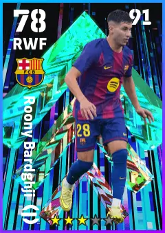 Roony Bardghji eFootball 2026 player card — 78 OVR RWF