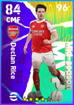 Declan Rice eFootball 2026 player card — 84 OVR CMF