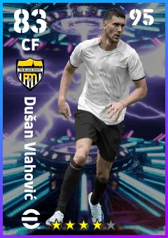 Dusan Vlahovic eFootball 2026 player card — 83 OVR CF