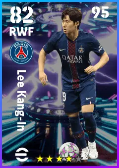 Lee Kang-In eFootball 2026 player card — 82 OVR RWF