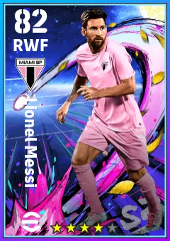 Lionel Messi eFootball 2026 player card — 82 OVR RWF