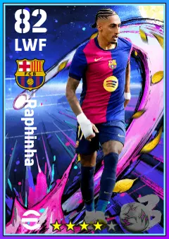 Raphinha eFootball 2026 player card — 82 OVR LWF