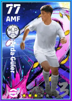 Arda Guler eFootball 2026 player card — 77 OVR AMF
