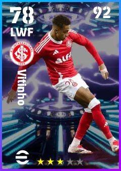 Vitinho eFootball 2026 player card — 78 OVR LWF