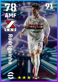 Rodriguinho eFootball 2026 player card — 78 OVR AMF