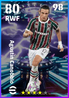 Agustin Canobbio eFootball 2026 player card — 80 OVR RWF