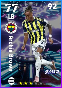 Archie Brown eFootball 2026 player card — 77 OVR LB