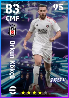 Orkun Kokcu eFootball 2026 player card — 83 OVR CMF