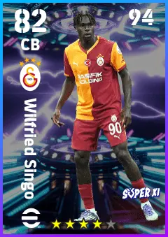 Wilfried Singo eFootball 2026 player card — 82 OVR CB