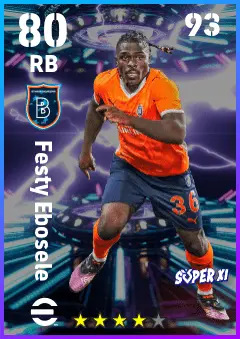 Festy Ebosele eFootball 2026 player card — 80 OVR RB