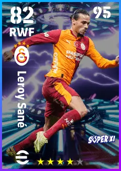 Leroy Sane eFootball 2026 player card — 82 OVR RWF