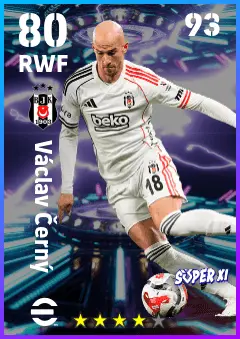 Vaclav Cerny eFootball 2026 player card — 80 OVR RWF