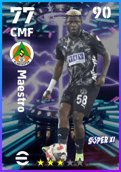 Maestro eFootball 2026 player card — 77 OVR CMF